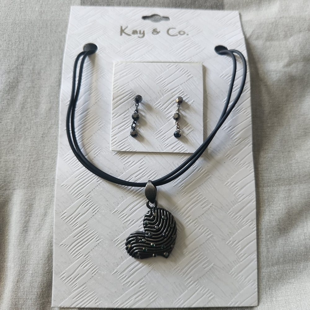Kay & co. Black Necklace with‎ earrings